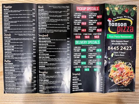 hanson pizza menu|hanson pizza bar reviews.